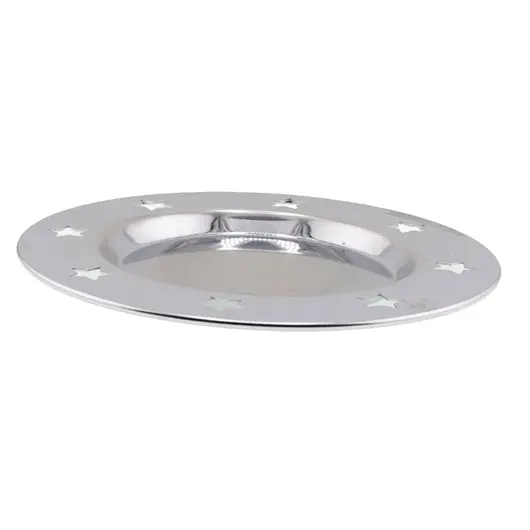 Farfurie metalica decorativa vintage cu decupaje in forma de stele, 13cm, imagine 2