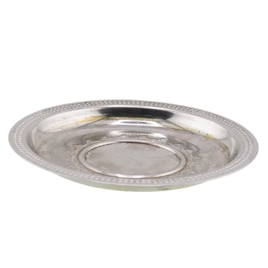 Farfurie metalica decorativa vintage cu model embosat floral - 10,5cm, imagine 2