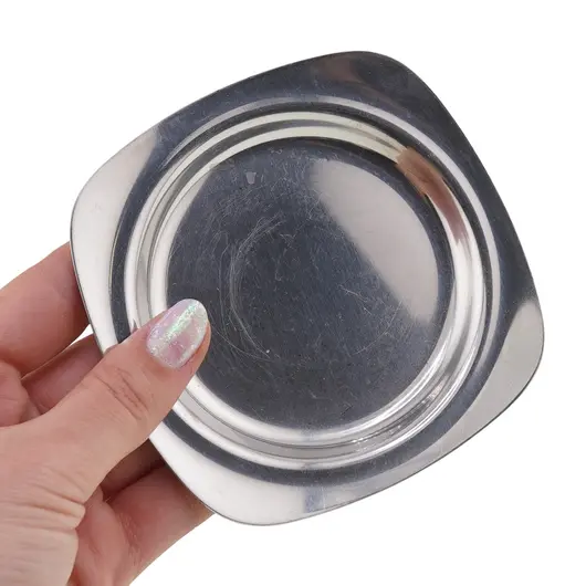 Farfurie metalica decorativa vintage patrata cu colturi rotunjite - 9,5cm, imagine 3