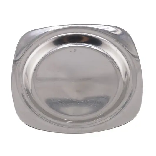 Farfurie metalica decorativa vintage patrata cu colturi rotunjite - 9,5cm