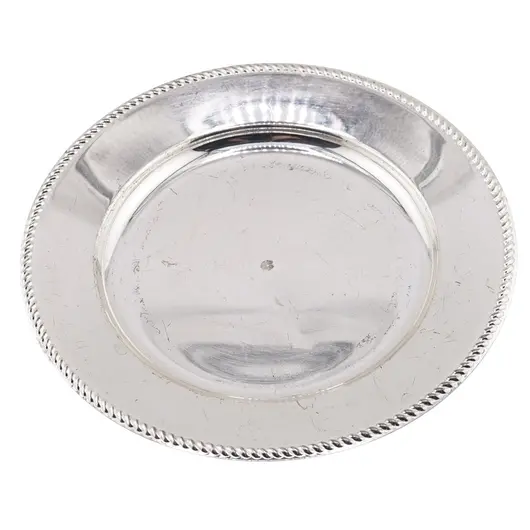 Farfurie metalica decorativa vintage rotunda cu margine rasucita - 12,5cm