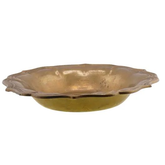 Farfurie vintage din alama cu design floral embosat, 24cm, imagine 2