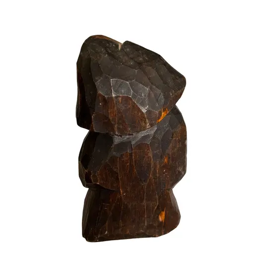 Figurina vintage din lemn sculptat manual muzician tribal acordeonist - 15,5cm, imagine 2
