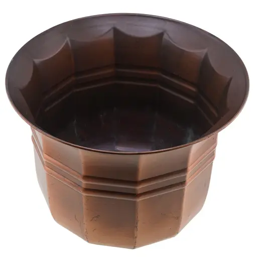 Ghiveci decorativ vintage din cupru fasonat - 14,5cm, imagine 2
