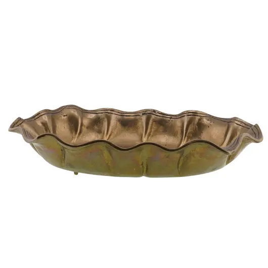 Platou vintage din alama cu margini ondulate, 29cm, imagine 2