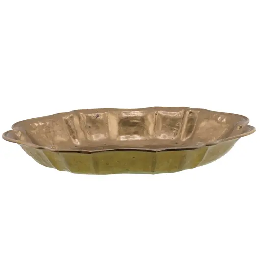 Platou vintage din bronz lucrat manual, forma neregulata - 32cm, imagine 2