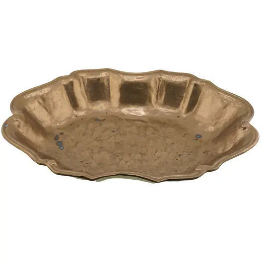 Platou vintage din bronz lucrat manual, forma neregulata - 32cm