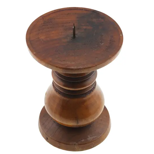 Sfesnic vintage din lemn cu baza rotunda 12cm, imagine 2