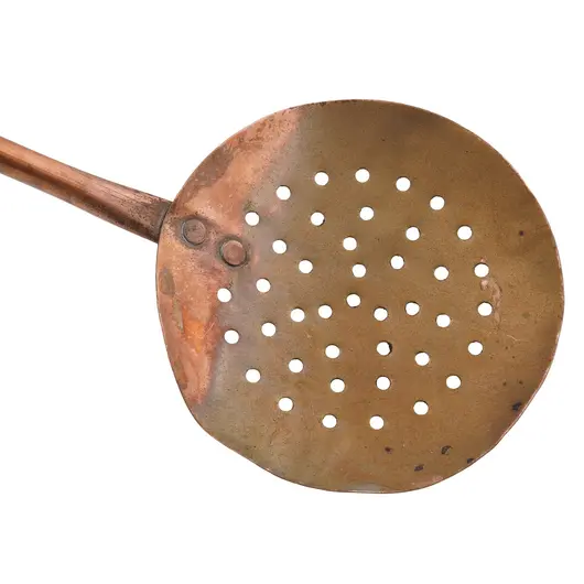 Spumiera vintage din alama perforat, 38cm, imagine 2