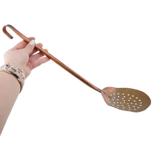 Spumiera vintage din alama perforat, 38cm, imagine 3