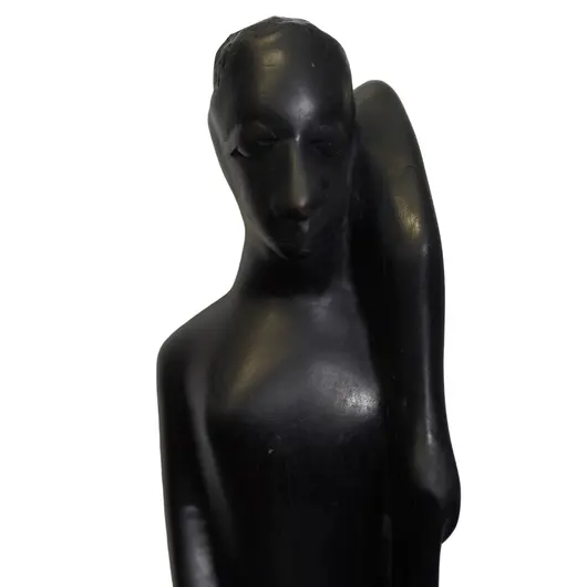 Statueta vintage africana din lemn sculptata manual, barbat cu prada - 59cm, imagine 2