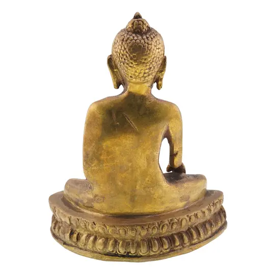 Statueta vintage Buddha din alama, mudra Bhumisparsha - 19cm, imagine 2