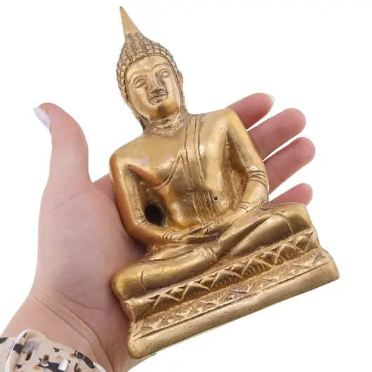 Statueta vintage Buddha din alama, mudra Dhyana - 15cm, imagine 3