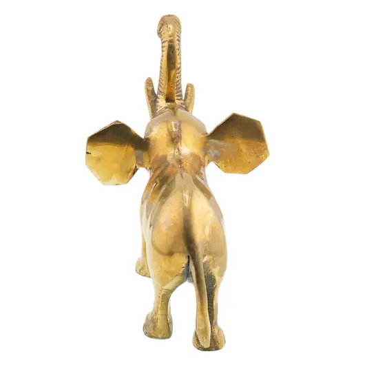 Statueta vintage elefant din alama cu trompa ridicata, 14cm, imagine 2