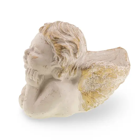 Suport de lumanare Inger alb-auriu ganditor, 15cm, imagine 2