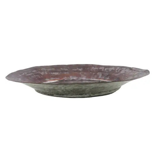 Tava rustica vintage metalica cu simboluri gravate, 30cm, imagine 2