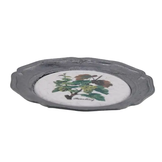 Tavita decorativa metalica vintage cu insertie ceramica, 10cm, imagine 2