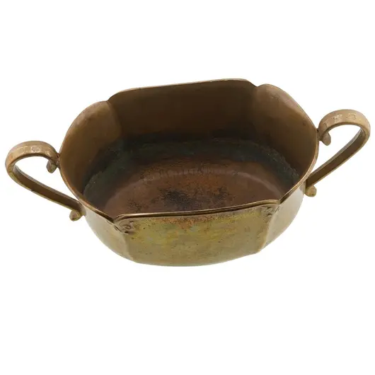 Vas decorativ vintage din alama cu doua manere, 8cm, imagine 2