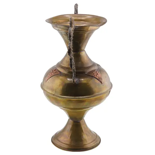 Vaza vintage din alama cu manere si modele florale, 23cm, imagine 2