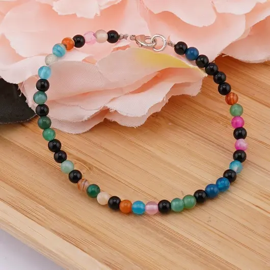 Bratara  Agat multicolor sfere 4mm, imagine 2