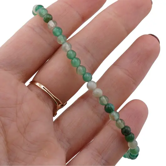Bratara Agat verde sfere 4mm, imagine 3