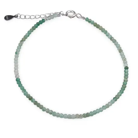 Bratara Onix verde degrade sfere fatetate cu Argint 925, 2mm