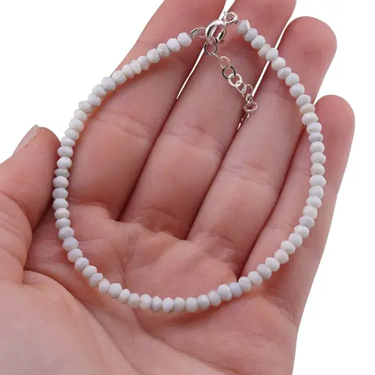 Bratara Opal albastru discuri fatetate cu Argint 925, 3-4mm, imagine 4