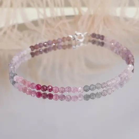 Bratara Spinel multicolor sfere fatetate cu Argint 925, 3mm, imagine 2