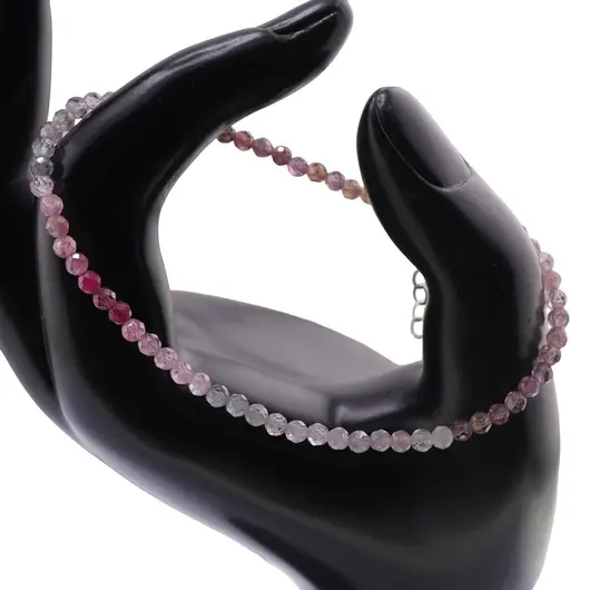 Bratara Spinel multicolor sfere fatetate cu Argint 925, 3mm, imagine 3