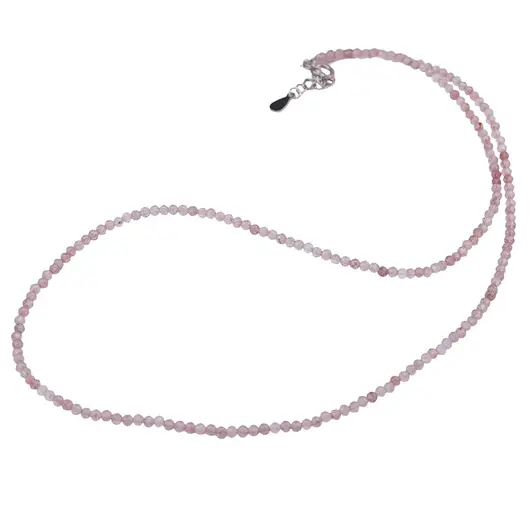 Colier Aventurin rosu sfere fatetate cu Argint 925, 2mm