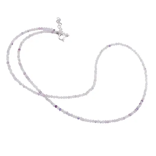 Colier Fluorit sfere fatetate cu Argint 925, 2mm