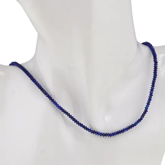 Colier Lapis lazuli discuri fatetate cu Argint 925, 3mm, imagine 2