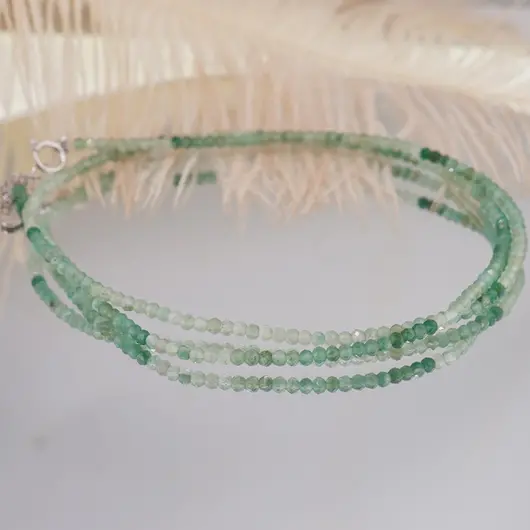 Colier Onix verde degrade sfere fatetate cu Argint 925, 2mm, imagine 2