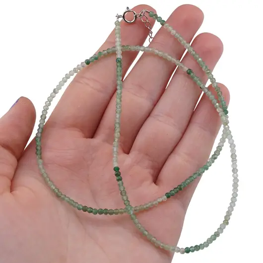 Colier Onix verde degrade sfere fatetate cu Argint 925, 2mm, imagine 4