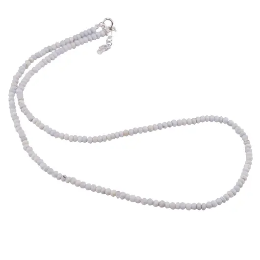 Colier Opal albastru discuri fatetate cu Argint 925, 3-4mm