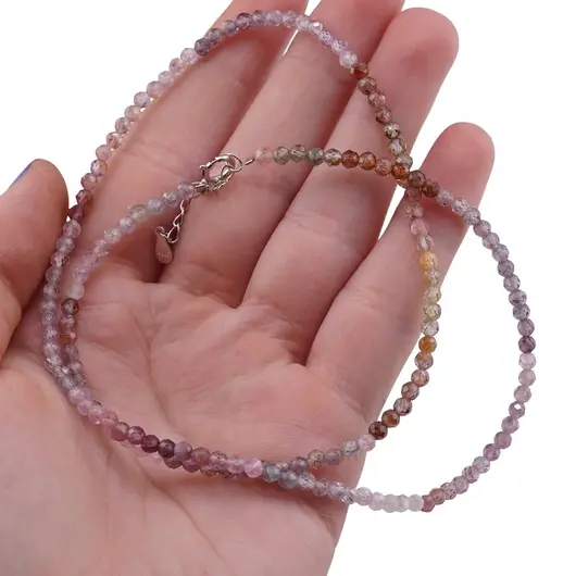 Colier Spinel multicolor sfere fatetate cu Argint 925, 3mm, imagine 4