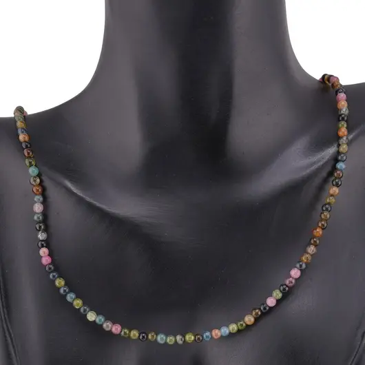 Colier Turmalina multicolora sfere cu Argint 925, 3mm, imagine 2