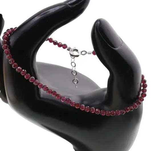 Bratara Granat Rhodolit sfere fatetate cu Argint 925, 3mm, imagine 3