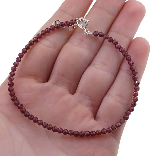 Bratara Granat Rhodolit sfere fatetate cu Argint 925, 3mm, imagine 4