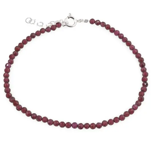 Bratara Granat Rhodolit sfere fatetate cu Argint 925, 3mm