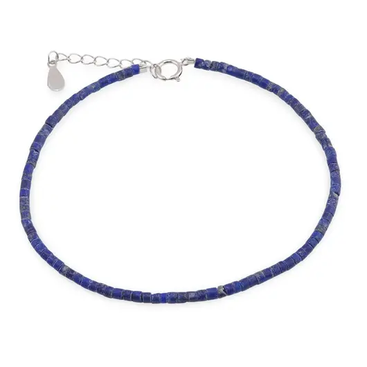 Bratara Lapis Lazuli tuburi cu Argint 925, 2mm