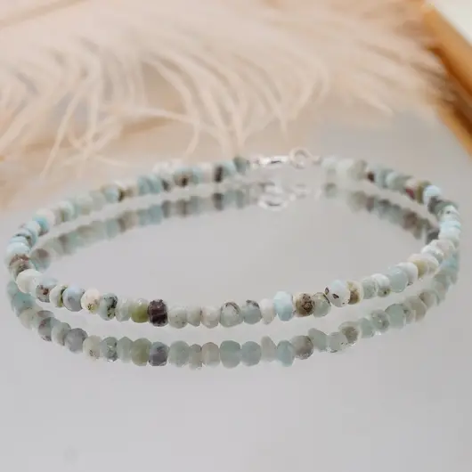 Bratara Larimar discuri fatetate cu Argint 925, 3-4mm, imagine 2