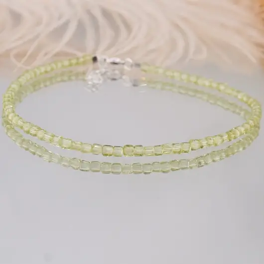 Bratara Peridot cuburi fatetate cu Argint 925, 2-3mm, imagine 2