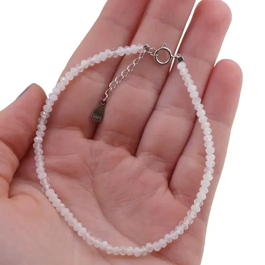 Bratara Piatra Lunii alba discuri fatetate cu Argint 925, 3mm, imagine 4