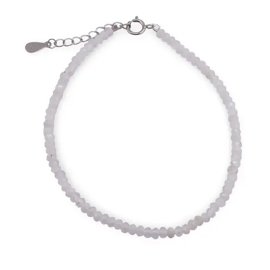 Bratara Piatra Lunii alba discuri fatetate cu Argint 925, 3mm