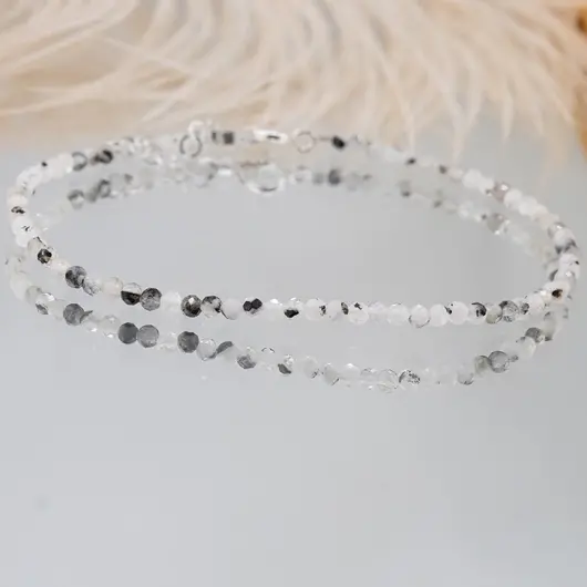 Bratara Piatra Lunii turmalina sfere fatetate cu Argint 925, 2-3mm, imagine 2