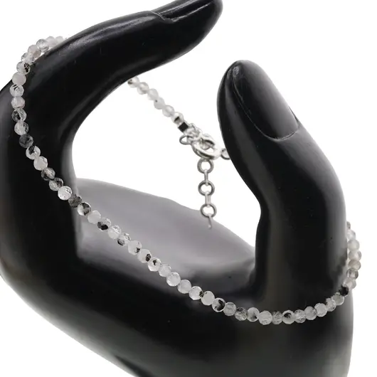 Bratara Piatra Lunii turmalina sfere fatetate cu Argint 925, 2-3mm, imagine 3