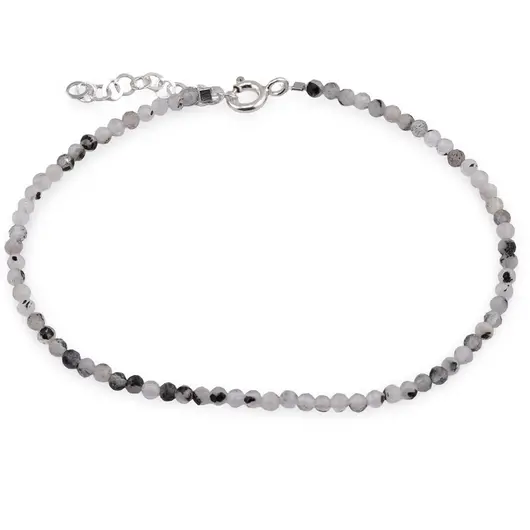 Bratara Piatra Lunii turmalina sfere fatetate cu Argint 925, 2-3mm