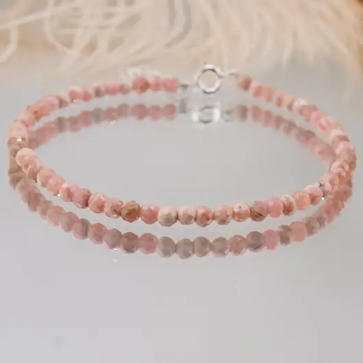 Bratara Rodocrozit sfere fatetate cu Argint 925, 4mm, imagine 2