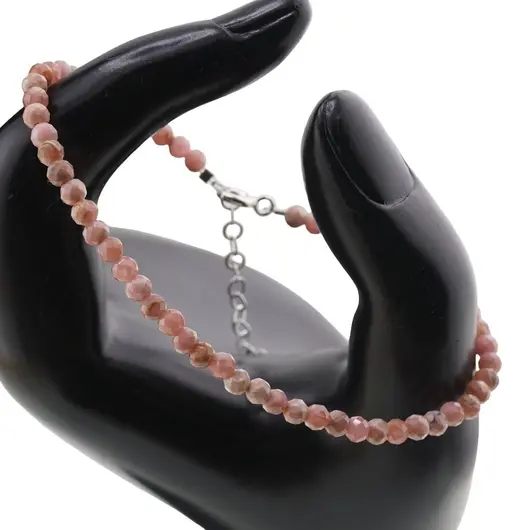 Bratara Rodocrozit sfere fatetate cu Argint 925, 4mm, imagine 3